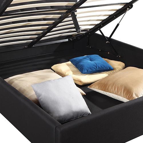 Gas Lift Queen Size Storage Bed Frame Upholstery Fabric in Black Colour with Tufted Headboard Payday Deals