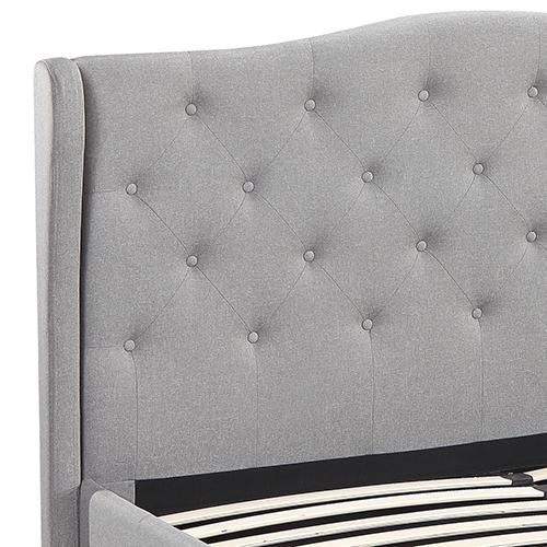 Gas Lift Queen Size Storage Bed Frame Upholstery Fabric in Grey Colour with Tufted Headboard and Wings Payday Deals