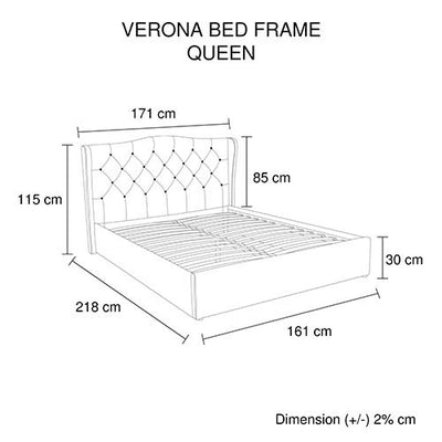 Gas Lift Queen Size Storage Bed Frame Upholstery Fabric in Grey Colour with Tufted Headboard and Wings Payday Deals