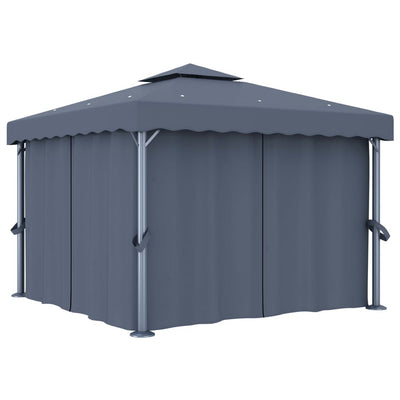 Gazebo with Curtain 3x3 m Anthracite Aluminium Payday Deals