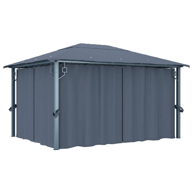 Gazebo with Curtain 400x300 cm Anthracite Aluminium Payday Deals