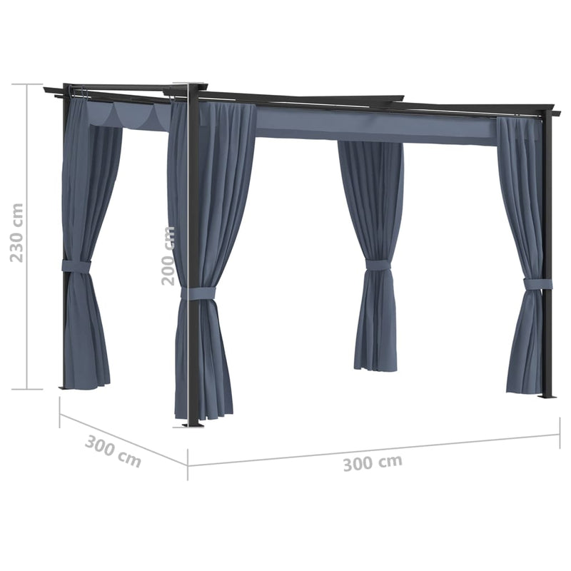 Gazebo with Curtains 3x3 m Anthracite Steel Payday Deals