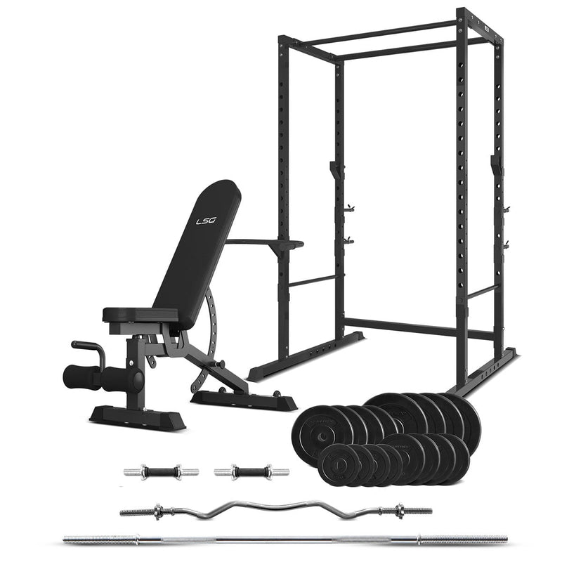 GBH-300 Power Rack + GBN-006 14-Level FID Exercise Bench + 90kg Weight Set Package Payday Deals