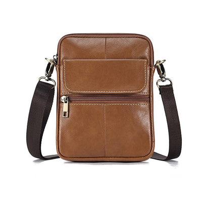 Genuine leather men's crossbody bag oiled wax leather Satchel Crossbody Bag (Brown) Payday Deals