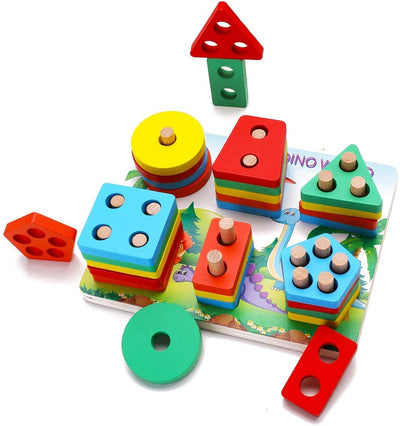 Geometric Wooden Shape sorter Educational Preschool Toddler Toys for 3 to 5 Year Old for Kids Payday Deals