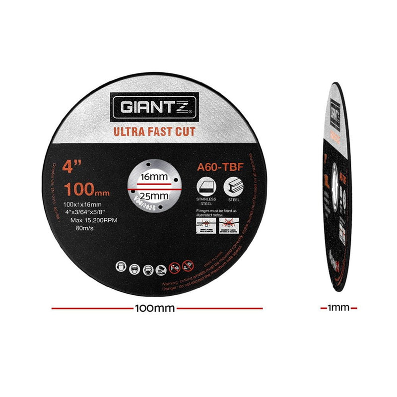 Giantz 100-Piece Cutting Discs 4" 100mm Angle Grinder Thin Cut Off Wheel Metal Payday Deals