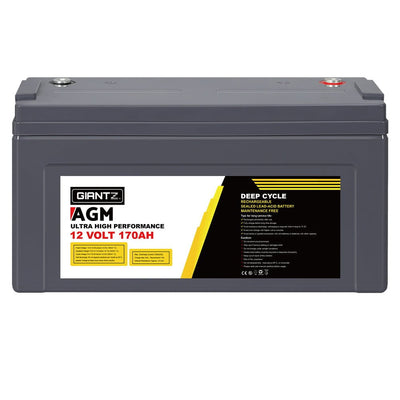 Giantz 170Ah Deep Cycle Battery 12V AGM Marine Sealed Power Portable Box Solar Caravan Camping Payday Deals