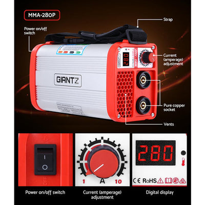 Giantz 280 Amp Inverter Welder DC MMA ARC IGBT Stick Portable Welding Machine Payday Deals