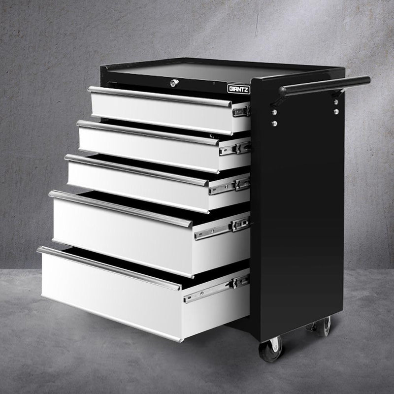 Giantz 5 Drawer Mechanic Tool Box Storage Trolley - Black & Grey Payday Deals