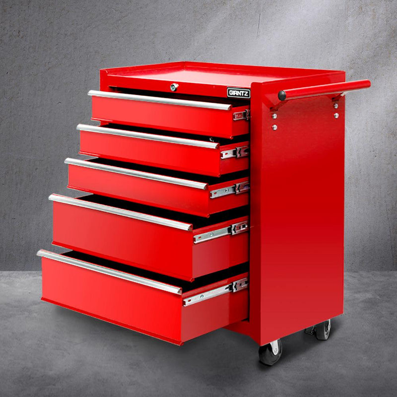 Giantz 5 Drawer Mechanic Tool Box Storage Trolley - Red Payday Deals