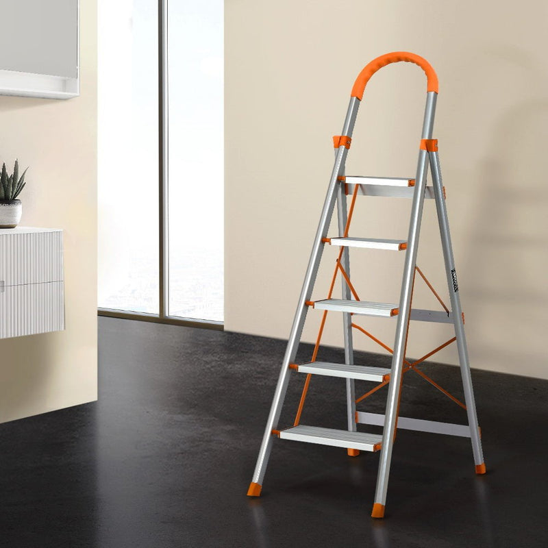 Giantz 5 Step Ladder Multi-Purpose Folding Aluminium Light Weight Non Slip Platform Payday Deals