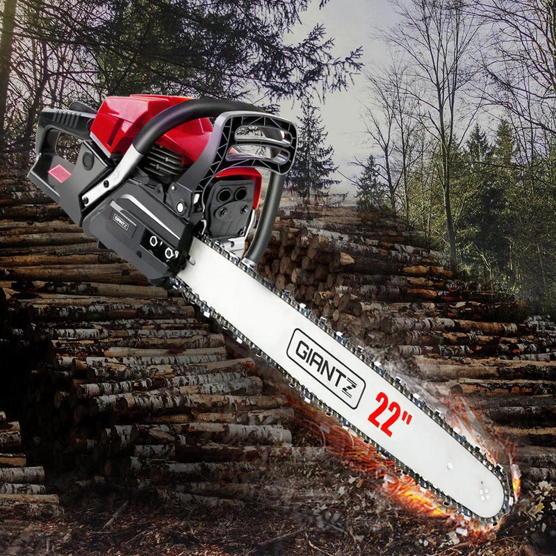 GIANTZ 58cc Commercial Petrol Chainsaw 22 Bar E-Start Chains Saw Tree Pruning Payday Deals
