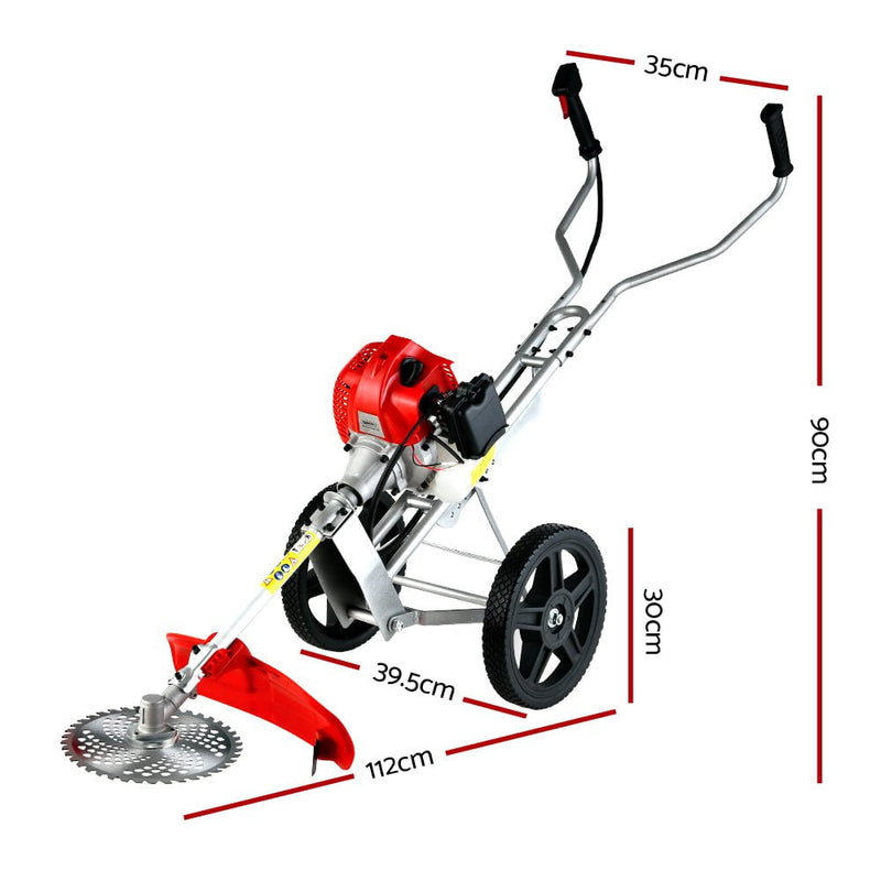 Giantz 62cc Petrol Brush Cutter Whipper Saw Trimmer 2 Stroke 3-in-1 Wheel Payday Deals