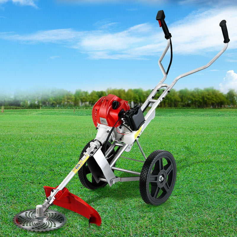 Giantz 62cc Petrol Brush Cutter Whipper Saw Trimmer 2 Stroke 3-in-1 Wheel Payday Deals