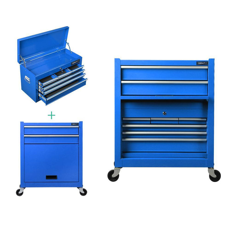 Giantz 8 Drawer Mechanic Tool Box Storage Trolley - Blue