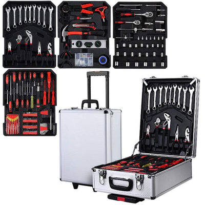 Giantz 802pcs Tool Kit Trolley Case Set Mechanics Box Toolbox Silver - Payday Deals