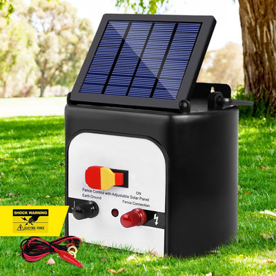 Giantz 8km Solar Power Electric Fence Charger Energiser 0.3J White Payday Deals