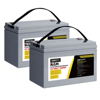 Giantz AGM Deep Cycle Battery 12V 100Ah Marine Sealed Power Portable Solar x2