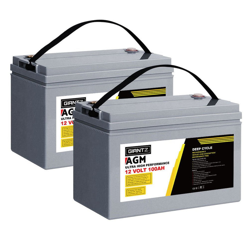 Giantz AGM Deep Cycle Battery 12V 100Ah Marine Sealed Power Portable Solar x2 Payday Deals