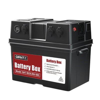 Giantz Battery Box 500W Inverter Deep Cycle Battery Portable Caravan Camping USB Payday Deals