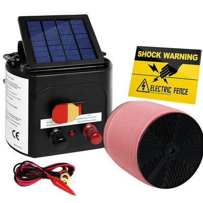 Giantz Electric Fence Energiser 3km Solar Powered Energizer Set + 1200m Tape