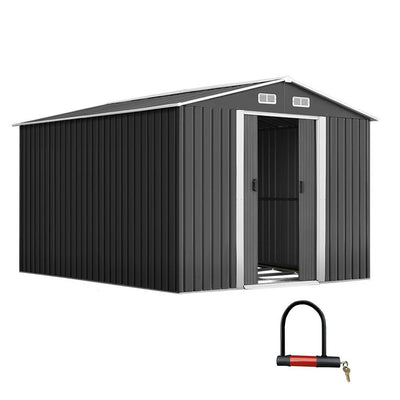 Giantz Garden Shed Outdoor Storage Sheds 2.6x3.9x2M Workshop Metal Base Grey