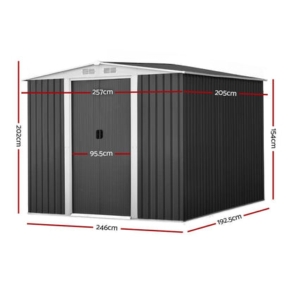 GIANTZ Garden Shed Workshop Shelter Metal with Roof 2.57x2x2M