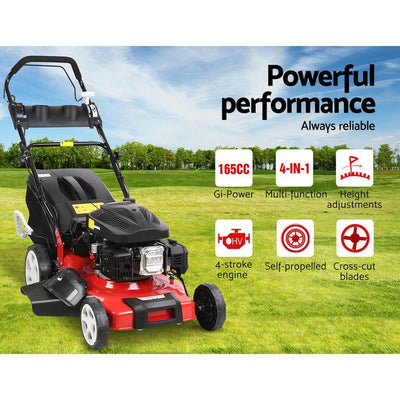 Lawn Mower 165cc Lawnmower Electric Start Self Propelled 18inch Payday Deals