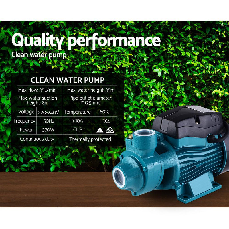 Giantz Peripheral Water Pump Clean Garden Farm Rain Tank Irrigation Electric QB60 Payday Deals