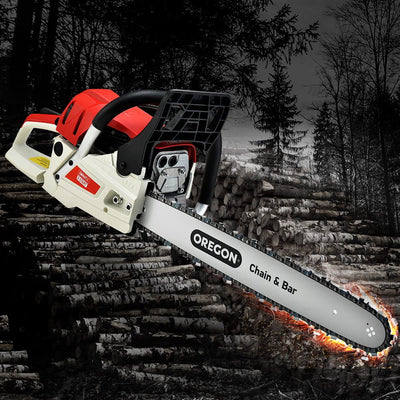 Giantz Petrol Chainsaw Commercial 52cc E-Start 20 Oregon Bar Pruning Chain Saw Payday Deals