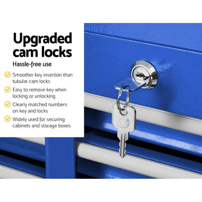 Giantz Tool Box Chest Cabinet Trolley Cart Garage Mechanic Toolbox Storage Blue Payday Deals