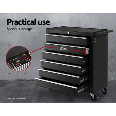 Giantz Tool Box Trolley Chest Cabinet 6 Drawers Cart Garage Toolbox Set Black Payday Deals