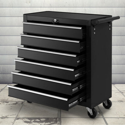 Giantz Tool Box Trolley Chest Cabinet 6 Drawers Cart Garage Toolbox Set Black Payday Deals