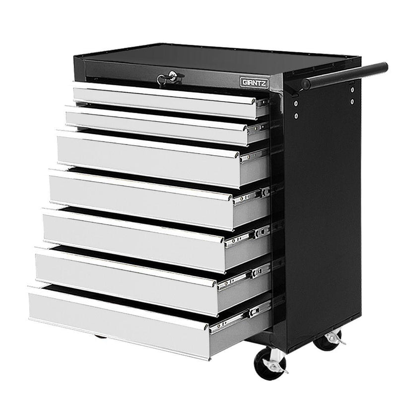 Giantz Tool Chest and Trolley Box Cabinet 7 Drawers Cart Garage Storage Black and Silver Payday Deals