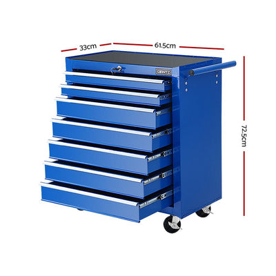 Giantz Tool Chest and Trolley Box Cabinet 7 Drawers Cart Garage Storage Blue Payday Deals