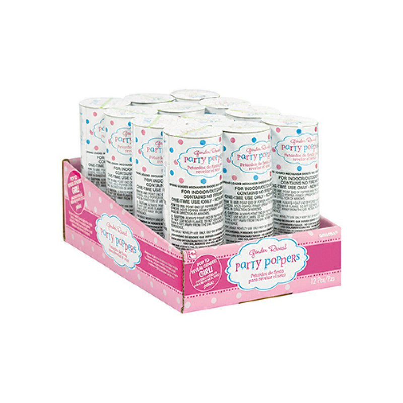 Girl or Boy? Confetti Poppers - Girl Gender Reveal 12 Pack Payday Deals