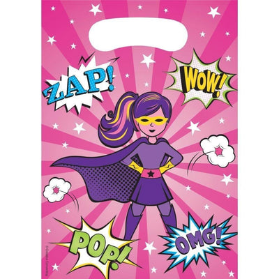 Girl Superhero Party Supplies Loot Bags 8 Pack