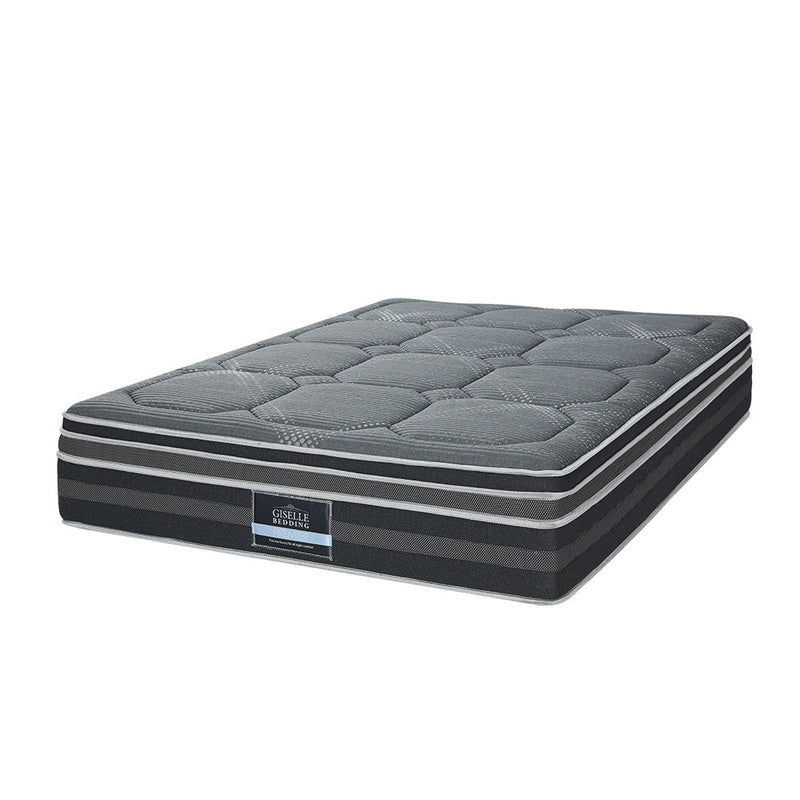 Giselle 35CM QUEEN Mattress Bed 7 Zone Dual Euro Top Pocket Spring Medium Firm Payday Deals