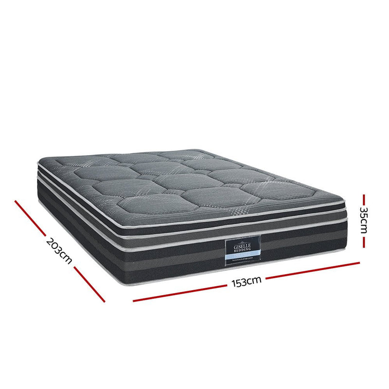 Giselle 35CM QUEEN Mattress Bed 7 Zone Dual Euro Top Pocket Spring Medium Firm Payday Deals