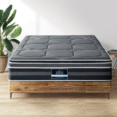 Giselle 35CM QUEEN Mattress Bed 7 Zone Dual Euro Top Pocket Spring Medium Firm Payday Deals