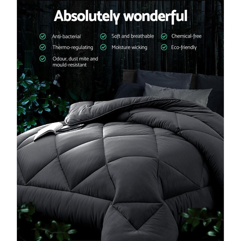 Bedding 700GSM Bamboo Microfibre Microfiber Quilt Winter Duvet Cover Doona Comforter Super King Charcoal Payday Deals