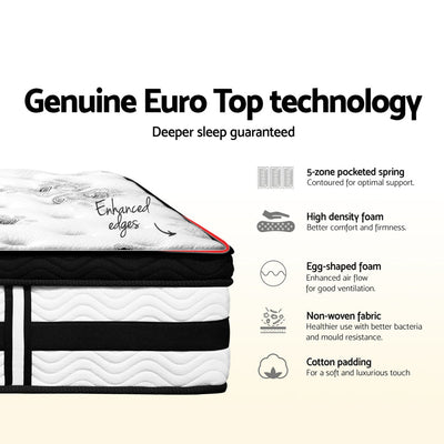 Giselle Bedding Algarve Euro Top Pocket Spring Mattress 34cm Thick Queen Payday Deals