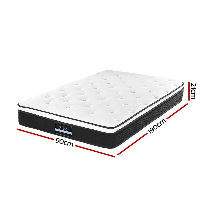 Giselle Bedding Bonita Euro Top Bonnell Spring Mattress 21cm Thick Single Payday Deals