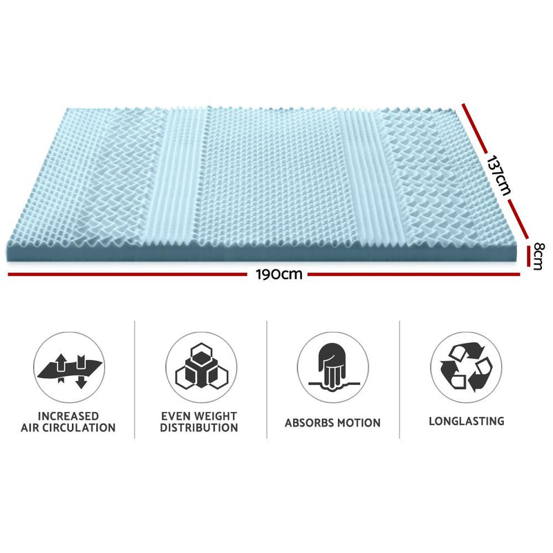 Giselle Bedding Cool Gel 7-zone Memory Foam Mattress Topper w/Bamboo Cover 8cm - Double Payday Deals