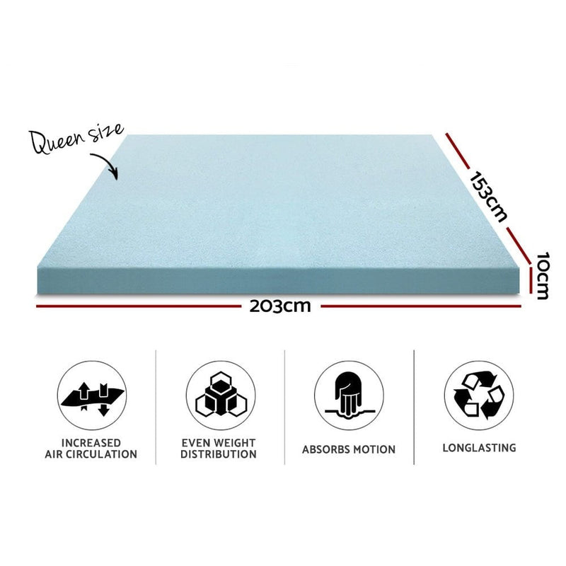 Giselle Bedding Cool Gel Memory Foam Mattress Topper w/Bamboo Cover 10cm - Queen Payday Deals