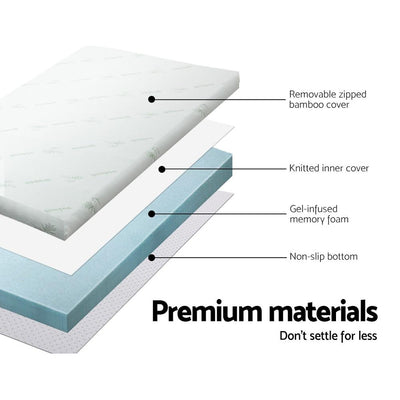 Giselle Bedding Cool Gel Memory Foam Mattress Topper w/Bamboo Cover 8cm - King Payday Deals