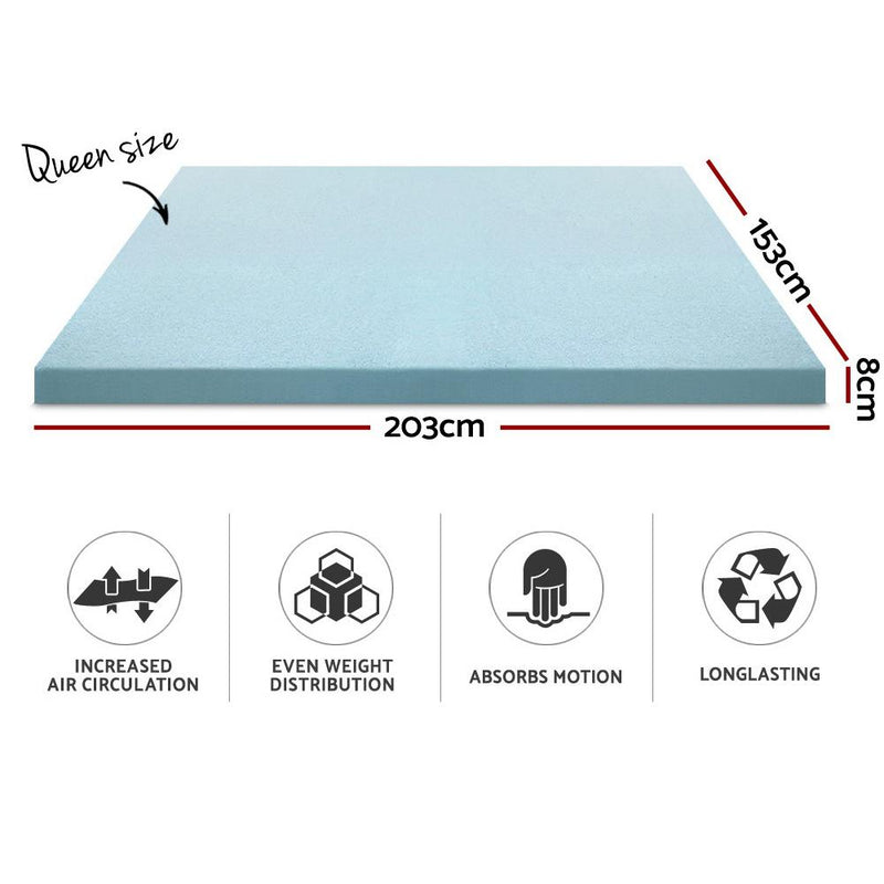 Giselle Bedding Cool Gel Memory Foam Mattress Topper w/Bamboo Cover 8cm - Queen Payday Deals