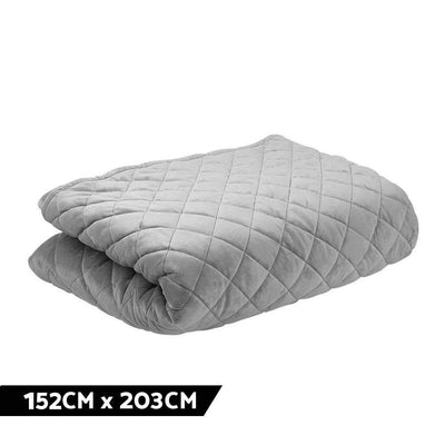 Giselle Bedding Cotton Weighted Blanket Zipped Cover Washable Adult 152x203cm Light Grey
