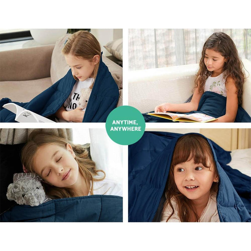 Giselle Bedding Microfibre Weighted Blanket Zipper Cover Kids Size 76cmx102cm Navy Payday Deals