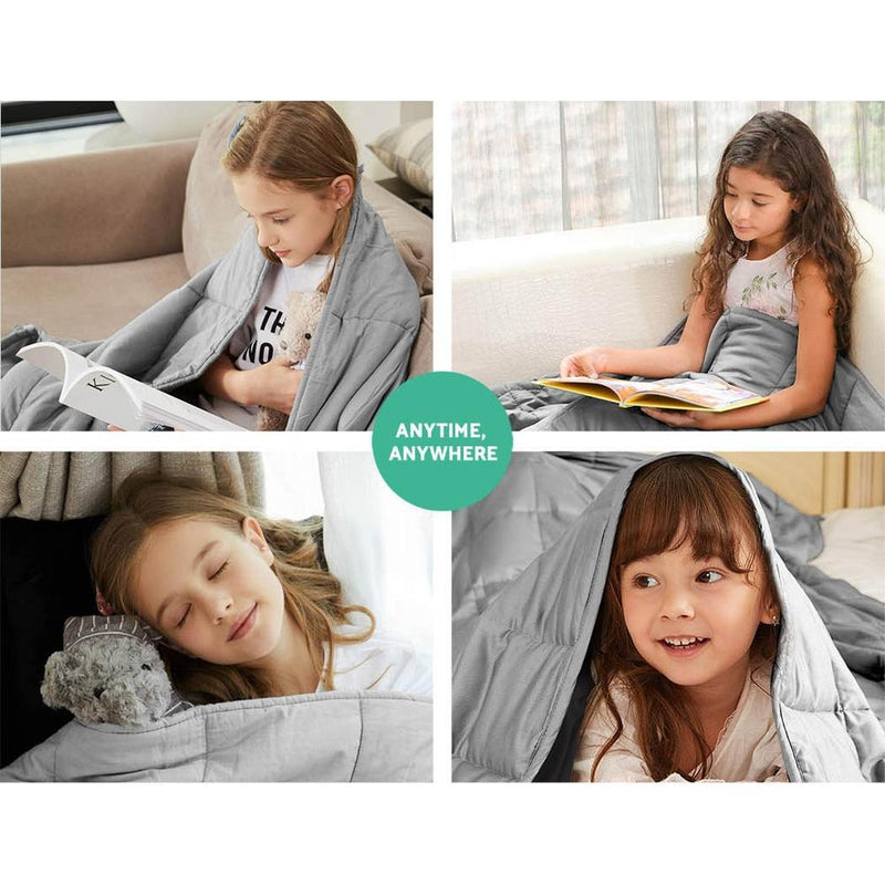Giselle Bedding Cotton Weighted Blanket Zipper Cover Washable Kids Size 76x102cm Light Grey
